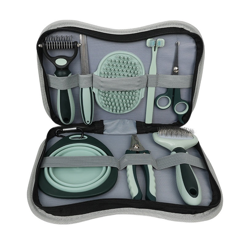 Pet Combo Suit Beauty Scissors Hair Removal Needle Comb Bath Brush