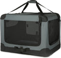 Foldable Dog Cage, Portable Travel Dog Cage With Three-door Mesh Windows--24IN.grey